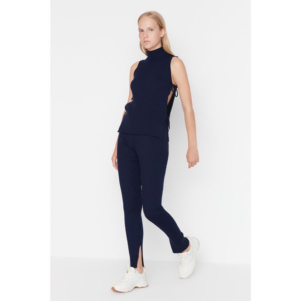 Trendyol Trendyol Navy Blue Side Tie Detailed Knitwear Bottom Top Set