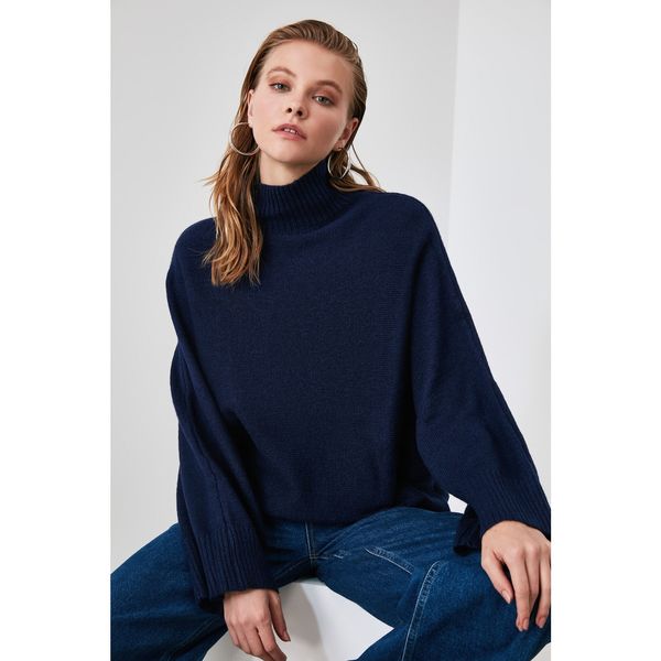 Trendyol Trendyol Navy Blue Straight Collar Knitwear Sweater