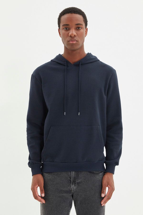 Trendyol Trendyol Navy Men's Regular Fit Sweatshirt with Hoodie