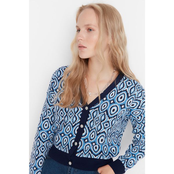 Trendyol Trendyol Navy Patterned Knitwear Cardigan