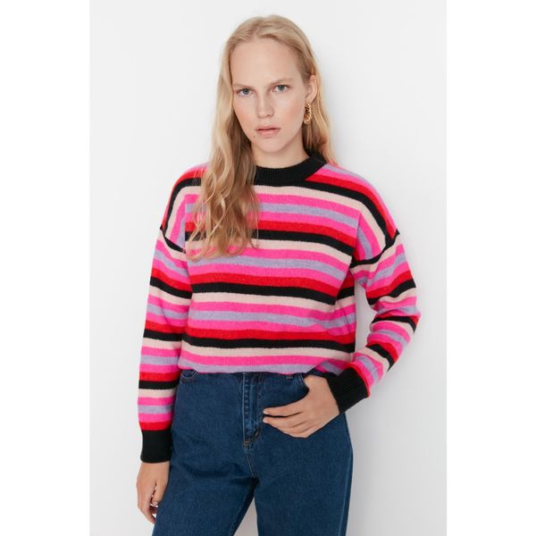 Trendyol Trendyol Navy Striped Oversize Knitwear Sweater