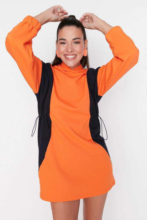 Trendyol Trendyol Orange Color Block Raised Mini Knitted Dress