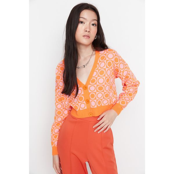 Trendyol Trendyol Orange Crop Patterned Knitwear Cardigan