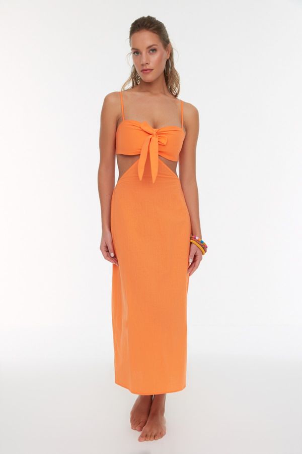 Trendyol Trendyol Orange Cut Out Lace Detailed Beach Dress