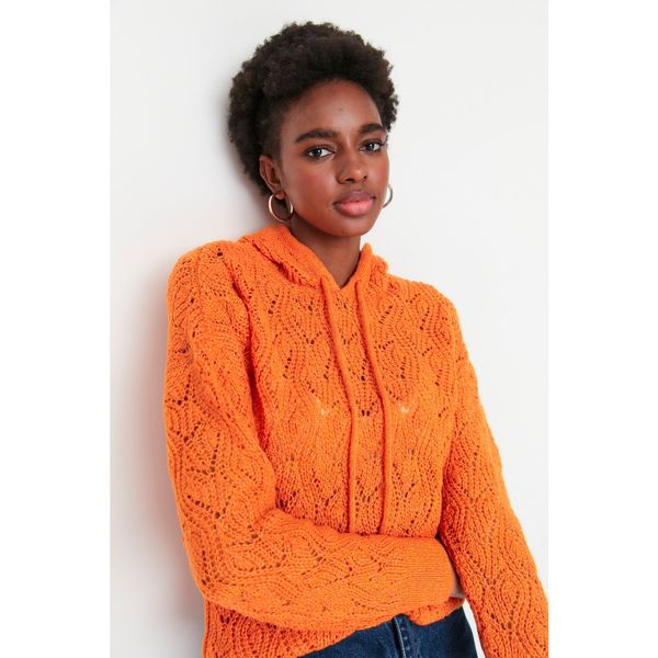 Trendyol Trendyol Orange Hooded Detailed Knitwear Sweater