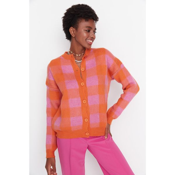 Trendyol Trendyol Orange Jacquard Buttoned Knitwear Cardigan