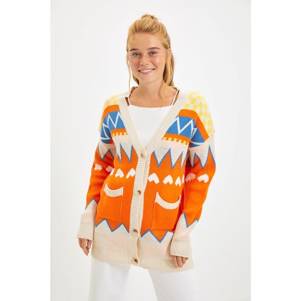 Trendyol Trendyol Orange Jacquard Knitwear Cardigan