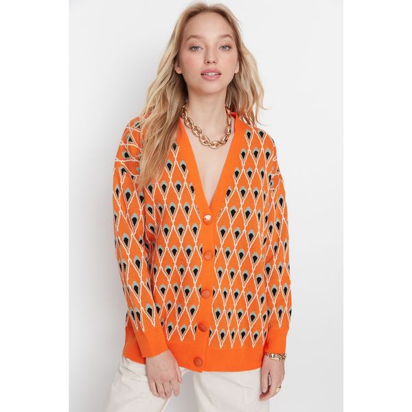 Trendyol Trendyol Orange Jacquard Knitwear Cardigan