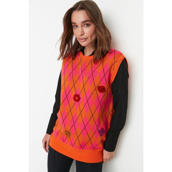 Trendyol Trendyol Orange Lozenge Patterned Sweater