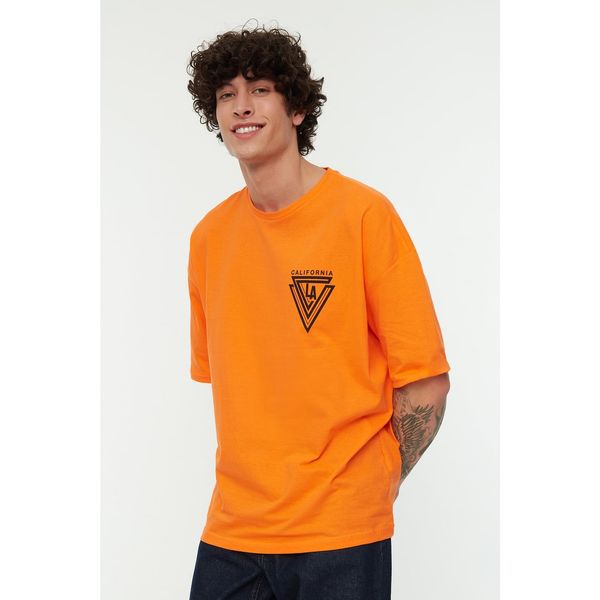 Trendyol Trendyol Orange Men's Oversize Short Sleeve Printed T-Shirt