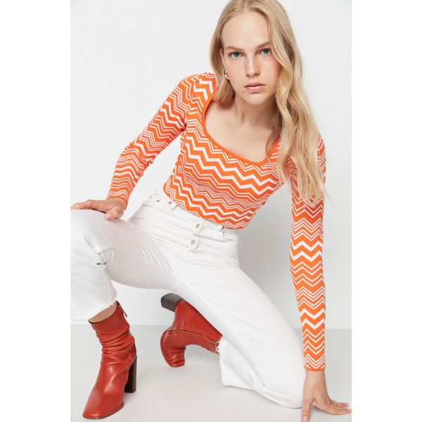 Trendyol Trendyol Orange Square Collar Knitwear Sweater