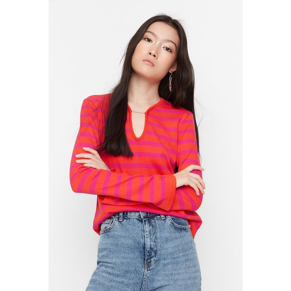 Trendyol Trendyol Orange Striped Knitwear Sweater