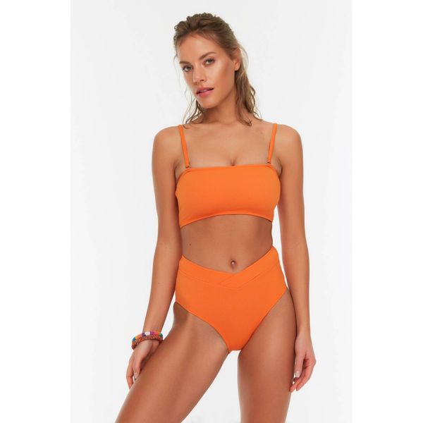 Trendyol Trendyol Orange Textured High Waist Bikini Bottom