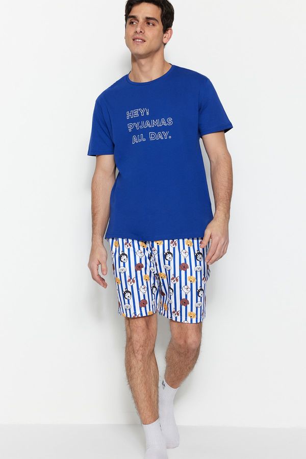 Trendyol Trendyol Pajama Set - Blue - With Slogan