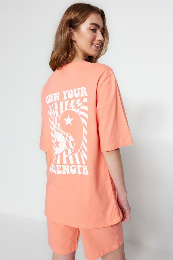 Trendyol Trendyol Pajama Set - Orange - With Slogan