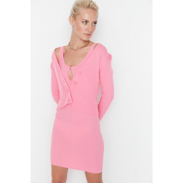 Trendyol Trendyol Pink Cardigan-Dress Cut Out Detailed Knitwear
