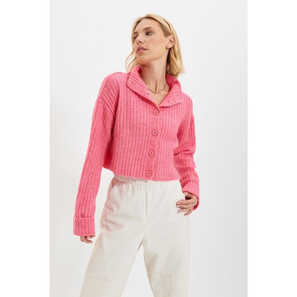 Trendyol Trendyol Pink Collar Szczegółowy dzianinowy kardigan