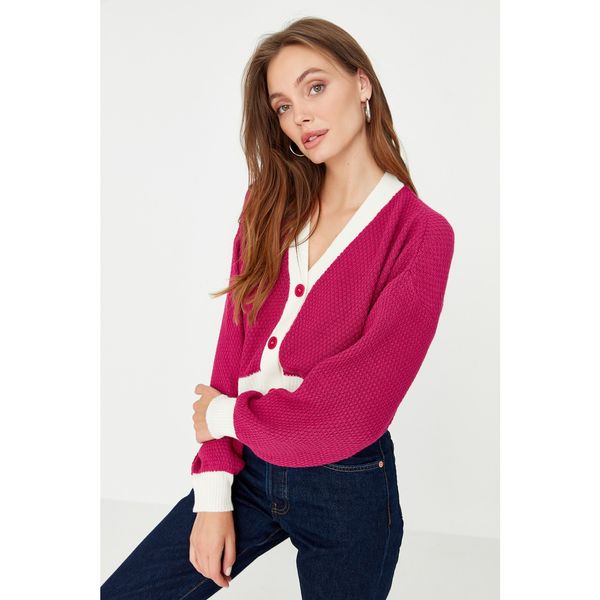 Trendyol Trendyol Pink Color Block Knitwear Cardigan