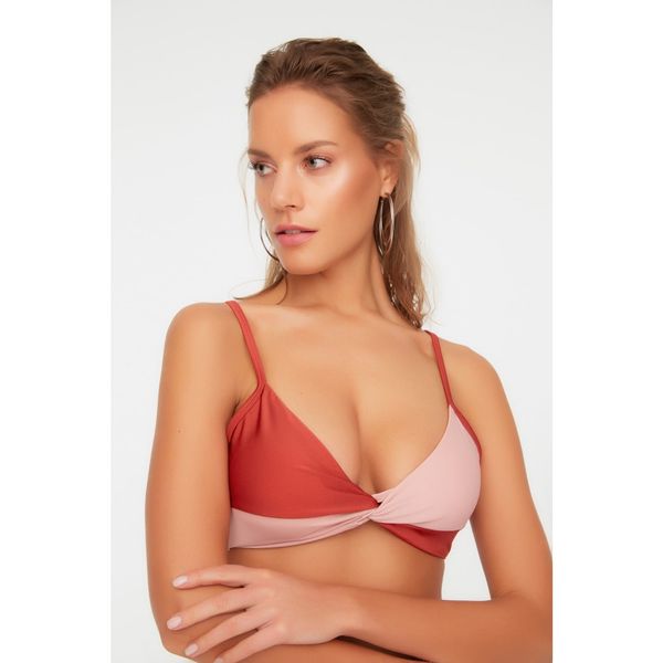 Trendyol Trendyol Pink Color Block Knot Detailed Bikini Top