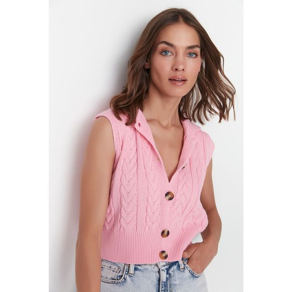Trendyol Trendyol Pink Crop Polo Neck Knitwear Sweater
