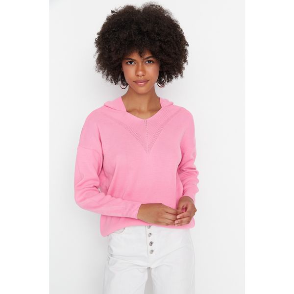 Trendyol Trendyol Pink Hooded Knitwear Sweater