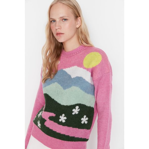 Trendyol Trendyol Pink Jacquard Knitwear Sweater