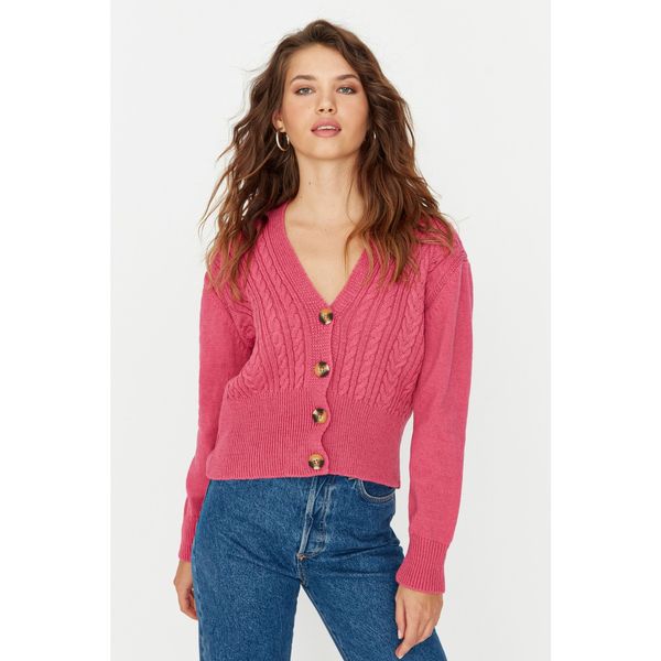 Trendyol Trendyol Pink Knit and Button Detailed Knitwear Cardigan