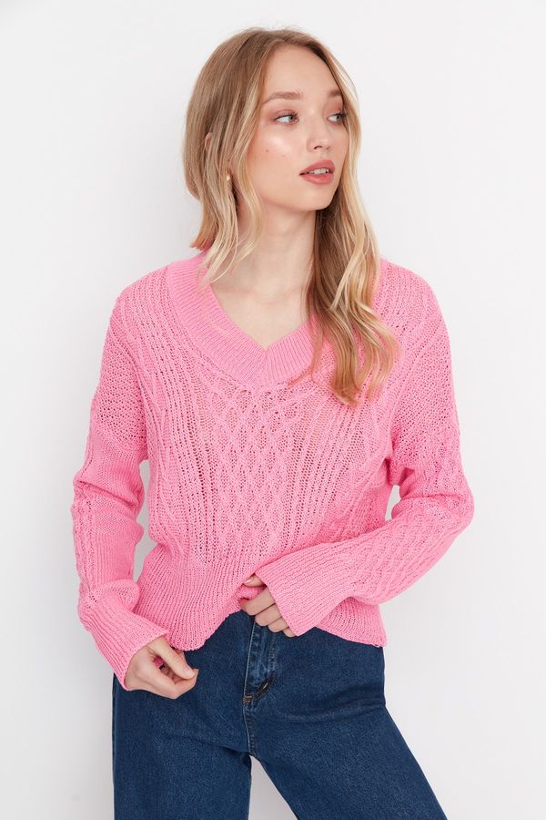 Trendyol Trendyol Pink Knitted Detailed Knitwear Sweater