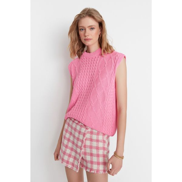 Trendyol Trendyol Pink Knitted Detailed Oversize Knitwear Sweater