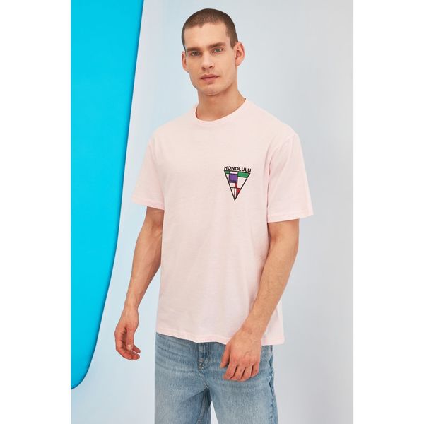 Trendyol Trendyol Pink Męski tył Drukowany Oversize T-Shirt
