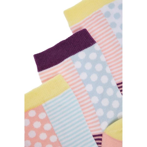 Trendyol Trendyol Pink-Multicolor Striped 3-Pack Socks
