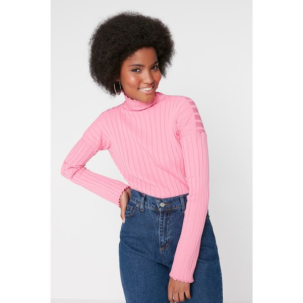 Trendyol Trendyol Pink Padded Stand Up Collar Knitwear Sweater