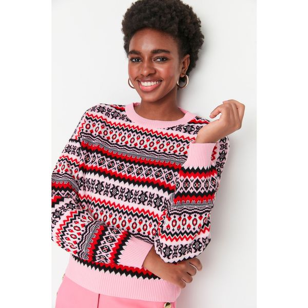 Trendyol Trendyol Pink Patterned Knitwear Sweater