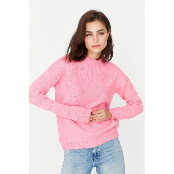 Trendyol Trendyol Pink Pompom Detailed Knitwear Sweater