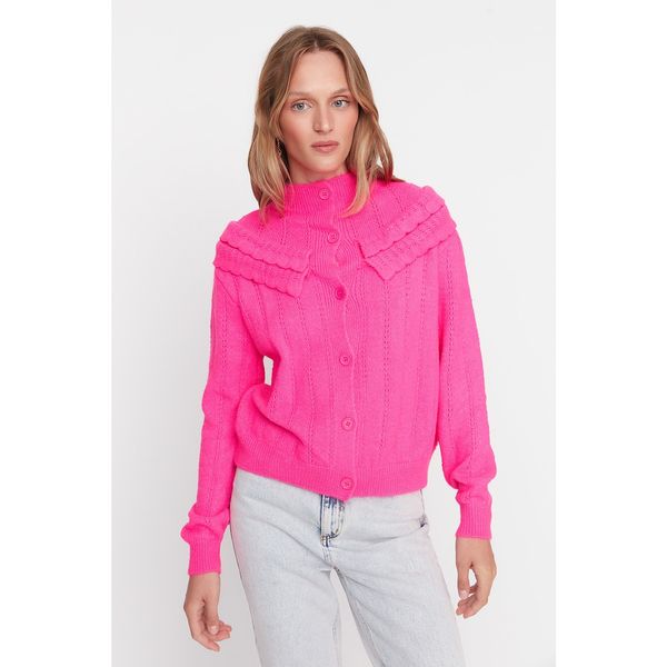 Trendyol Trendyol Pink Ruffle Knitwear Cardigan
