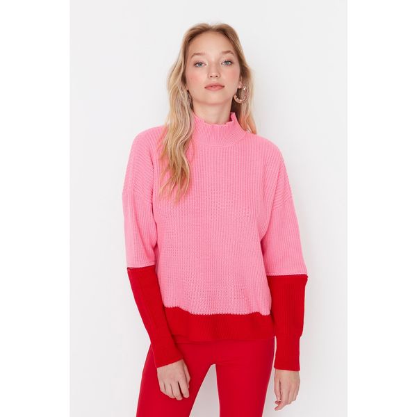 Trendyol Trendyol Pink Sleeve Zipper Detailed Knitwear Sweater