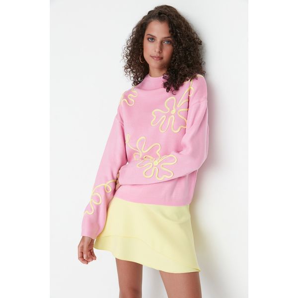 Trendyol Trendyol Pink Stand Up Collar Knitwear Sweater