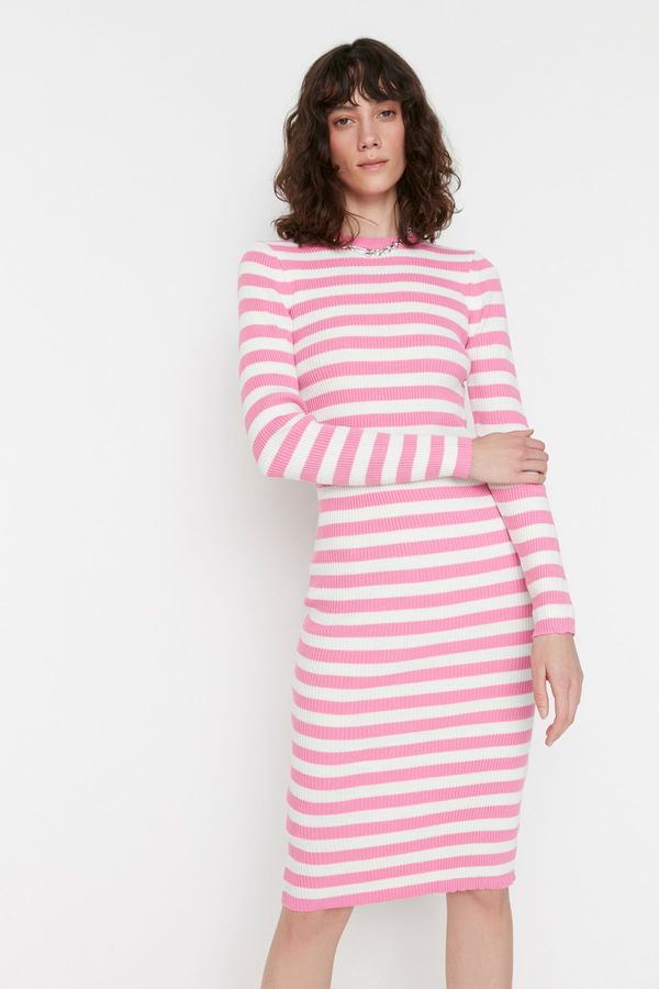 Trendyol Trendyol Pink Striped Knitwear Dress