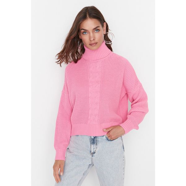 Trendyol Trendyol Pink Turtleneck Crop Knitwear Sweater