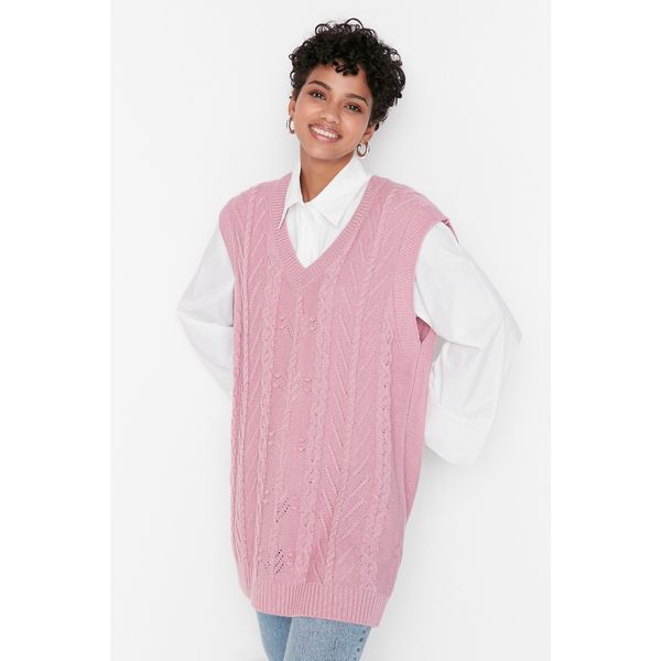 Trendyol Trendyol Pink V Neck Knitwear Sweater