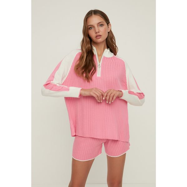 Trendyol Trendyol Pink Zipper Detailed Knitwear Bottom-Top Set