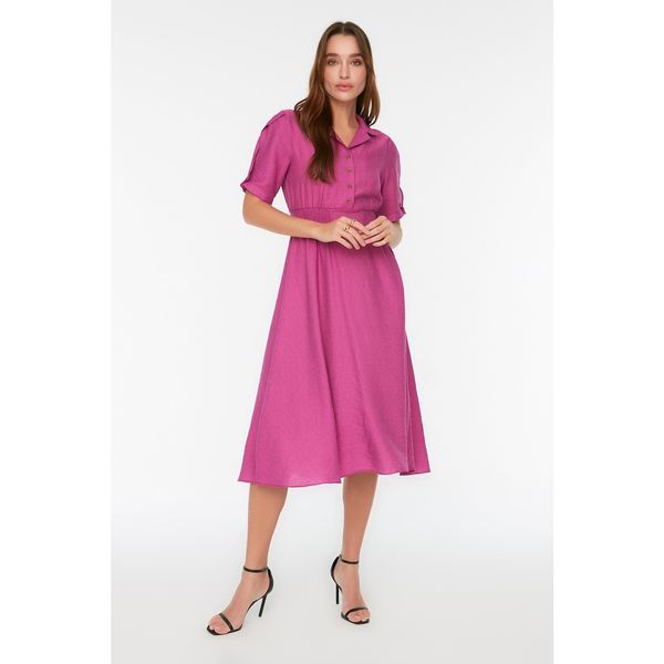 Trendyol Trendyol Plum Gipe and Button Detailed Dress