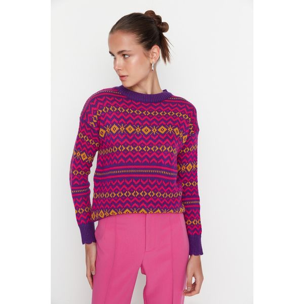 Trendyol Trendyol Plum Jacquard Knitwear Sweater