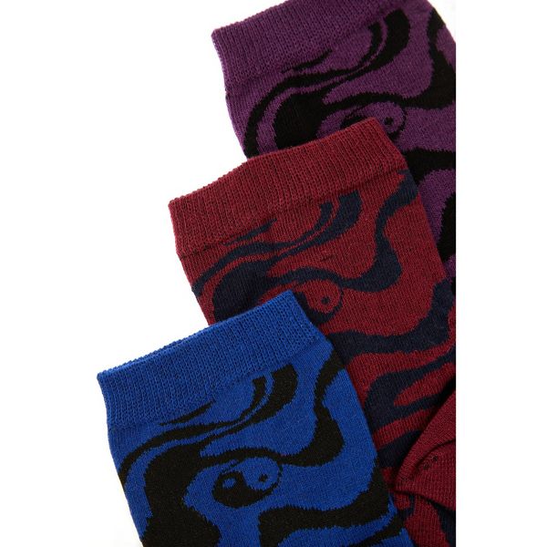 Trendyol Trendyol Plum Patterned 3-Pack Socks