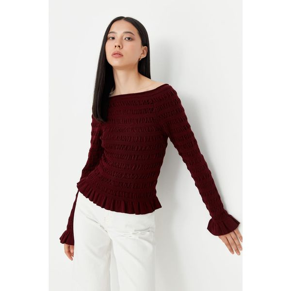 Trendyol Trendyol Plum Shirred Detailed Knitwear Sweater
