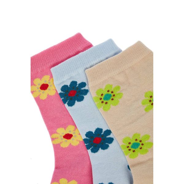 Trendyol Trendyol Powder Floral 3 Pack Socks