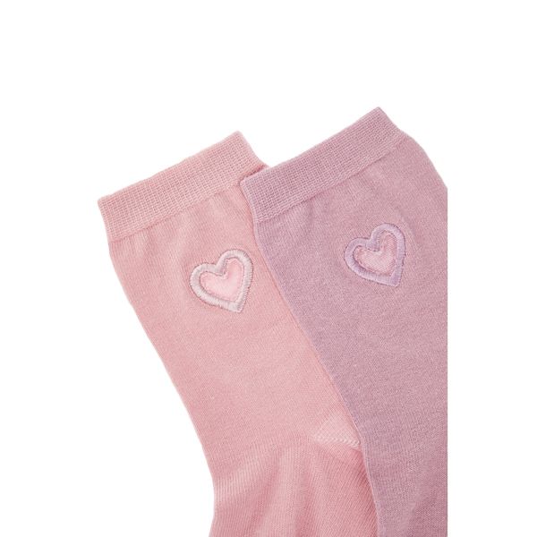 Trendyol Trendyol Powder Heart Embroidered 2-Pack Knitted Socks