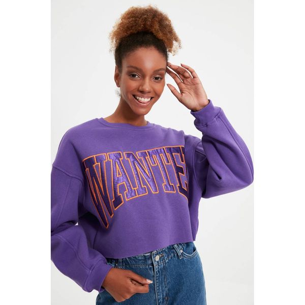 Trendyol Trendyol Purple Crop Knitted Sweatshirt