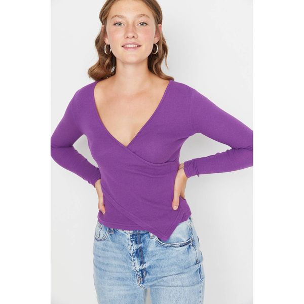 Trendyol Trendyol Purple Double Breasted Knitted Blouse