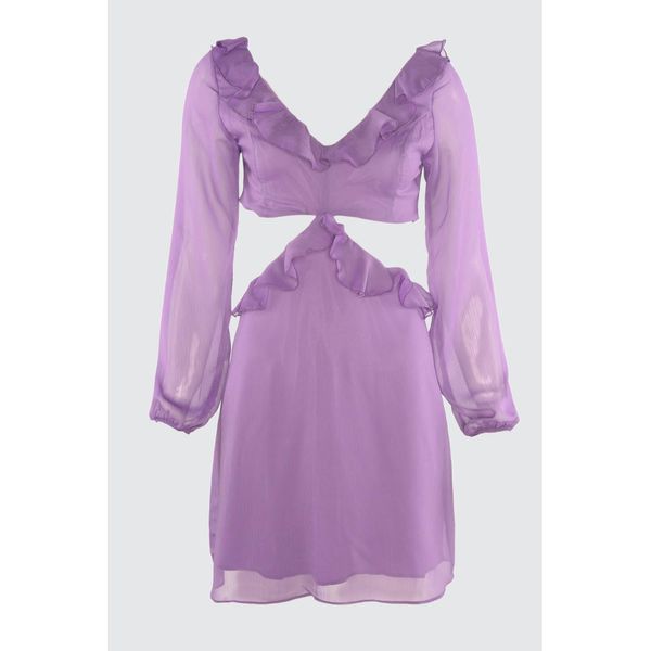 Trendyol Trendyol Purple Flywheel Szczegółowa szyfonowa sukienka